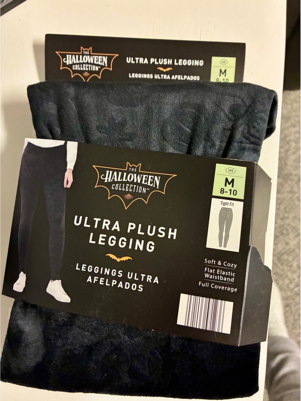 NWT The Halloween Collection Ultra Plush Black Leggings Medium 8-10
